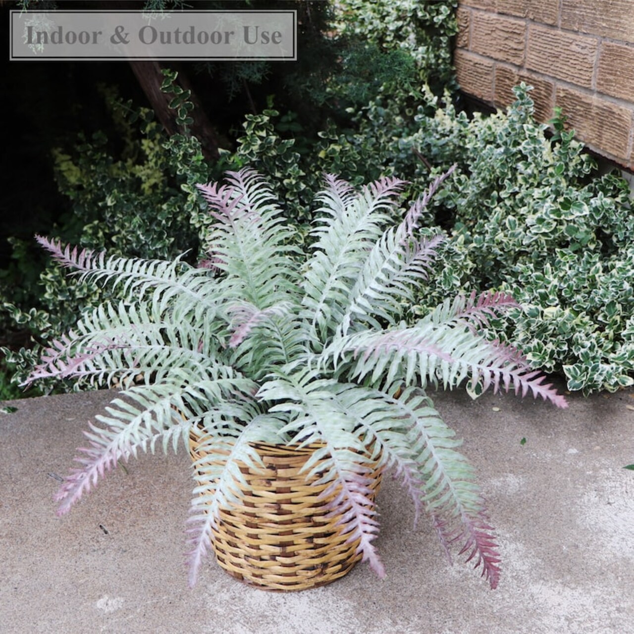 20" Frost River Fern Bush – Dusty Silk Faux Plant for Indoor & Outdoor Home & Office Decor